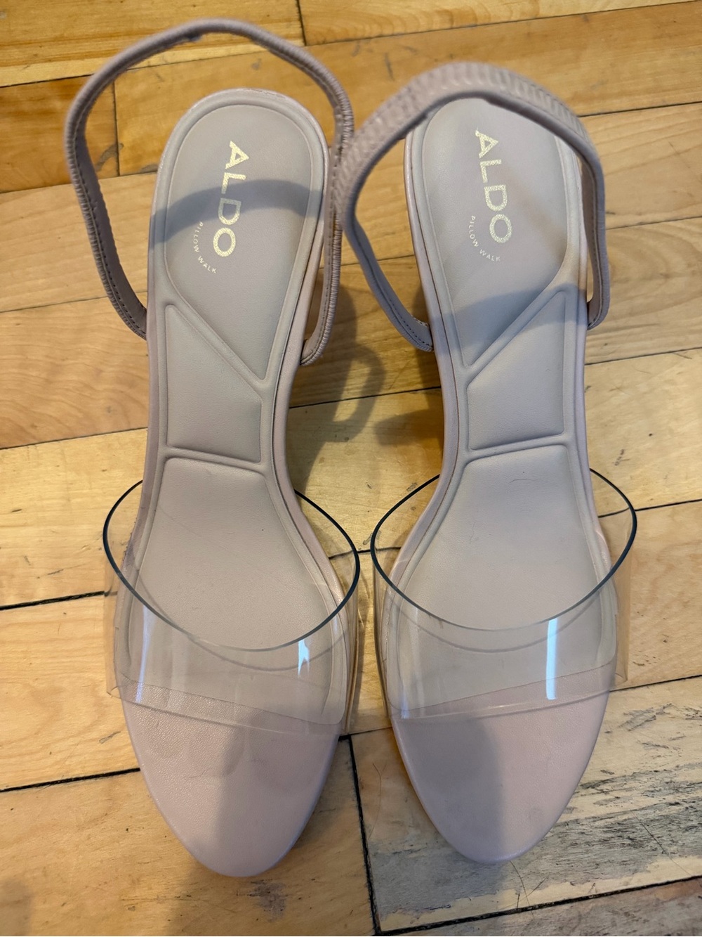 ALDO Clear Strap Slingback Heels in Blush